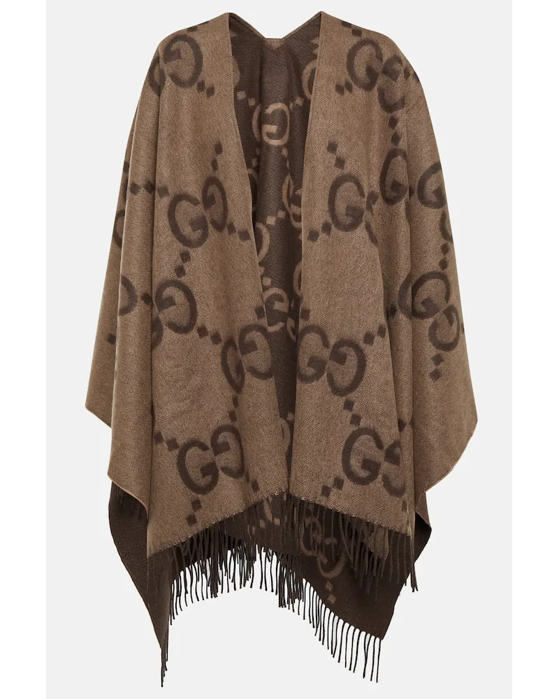 Gucci Mantella Jumbo GG in cashmere Marrone
