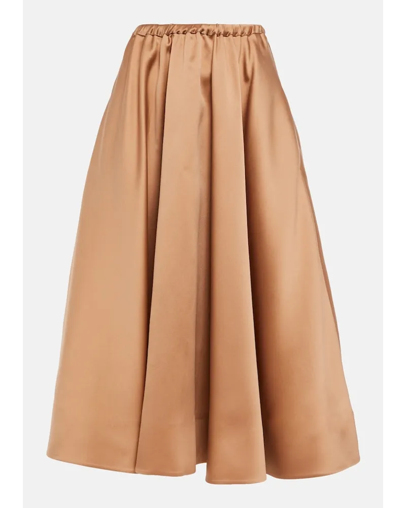 Valentino Garavani Gonna midi in duchesse a pieghe Beige