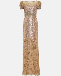 Jenny Packham Abito lungo con paillettes Oro