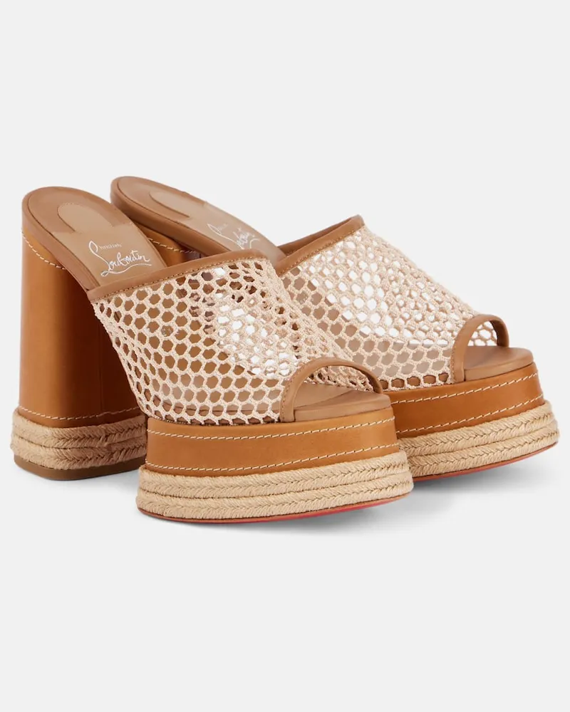 Christian Louboutin Mules Almeja 130 con plateau Marrone