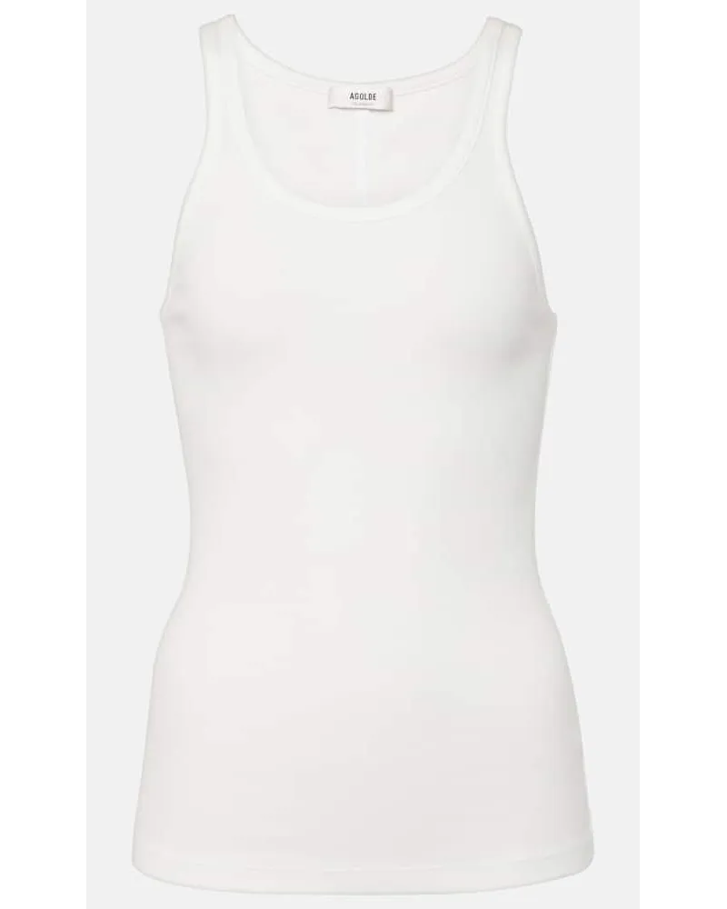AGOLDE Top Zane in maglia di jersey a coste Bianco