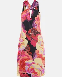 Dries van Noten Abito midi in cotone con stampa Multicolore