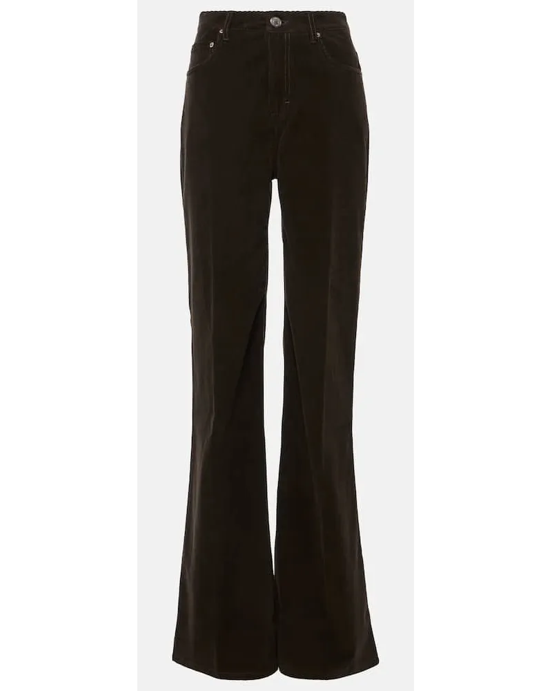 AMI Paris Pantaloni flared in corduroy di cotone Marrone