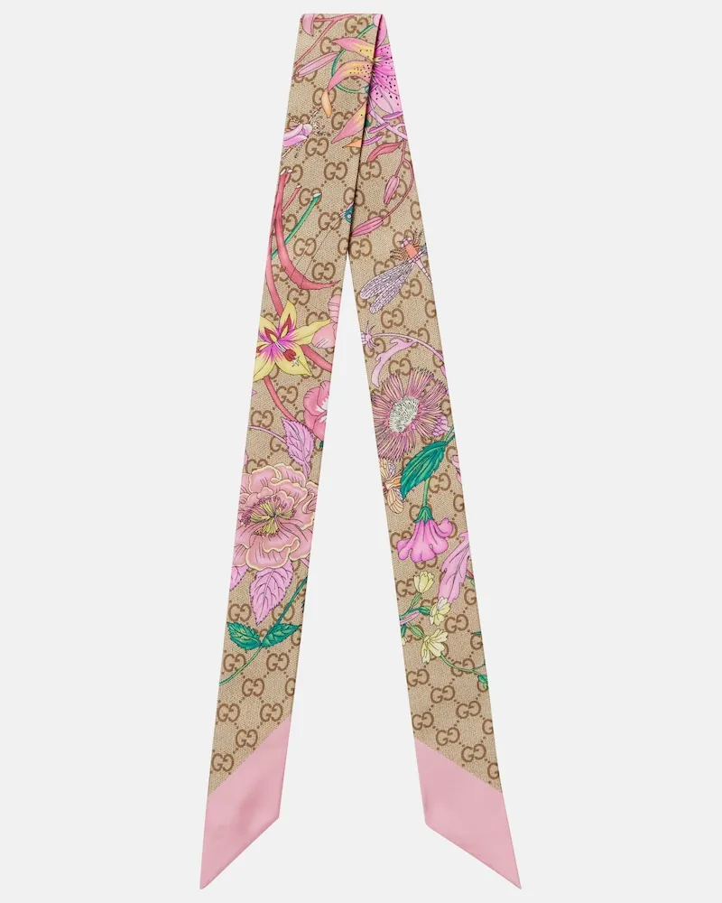 Gucci Foulard in twill di seta Rosa