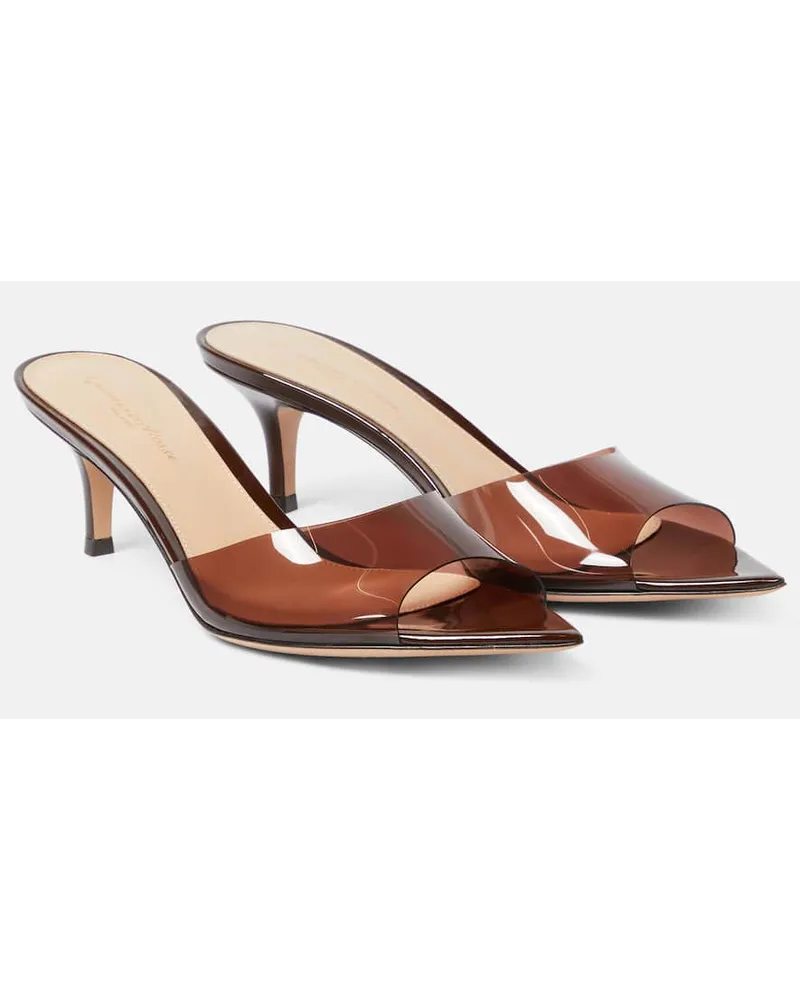 Gianvito Rossi Mules Elle 55 in TPU e vernice Marrone