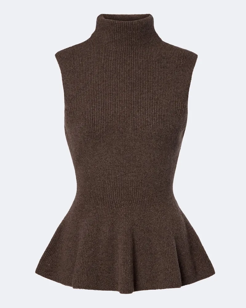 Róhe Róhe Pullover a collo alto in lana e cashmere a coste Marrone