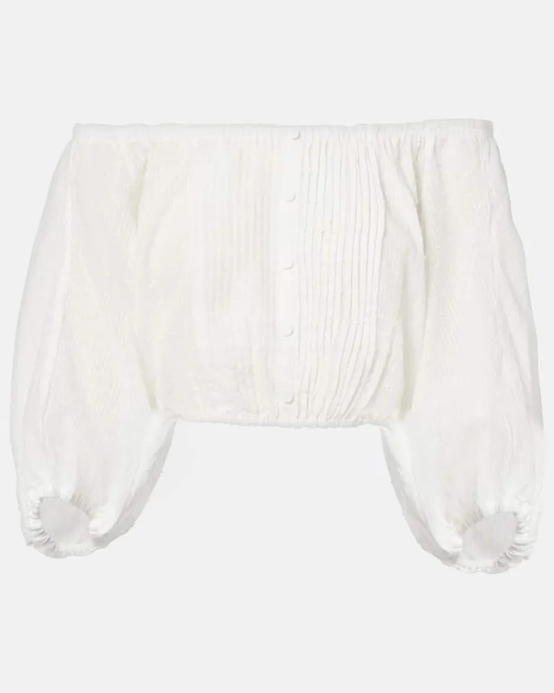 Poupette St Barth Top cropped Bova in cotone Bianco