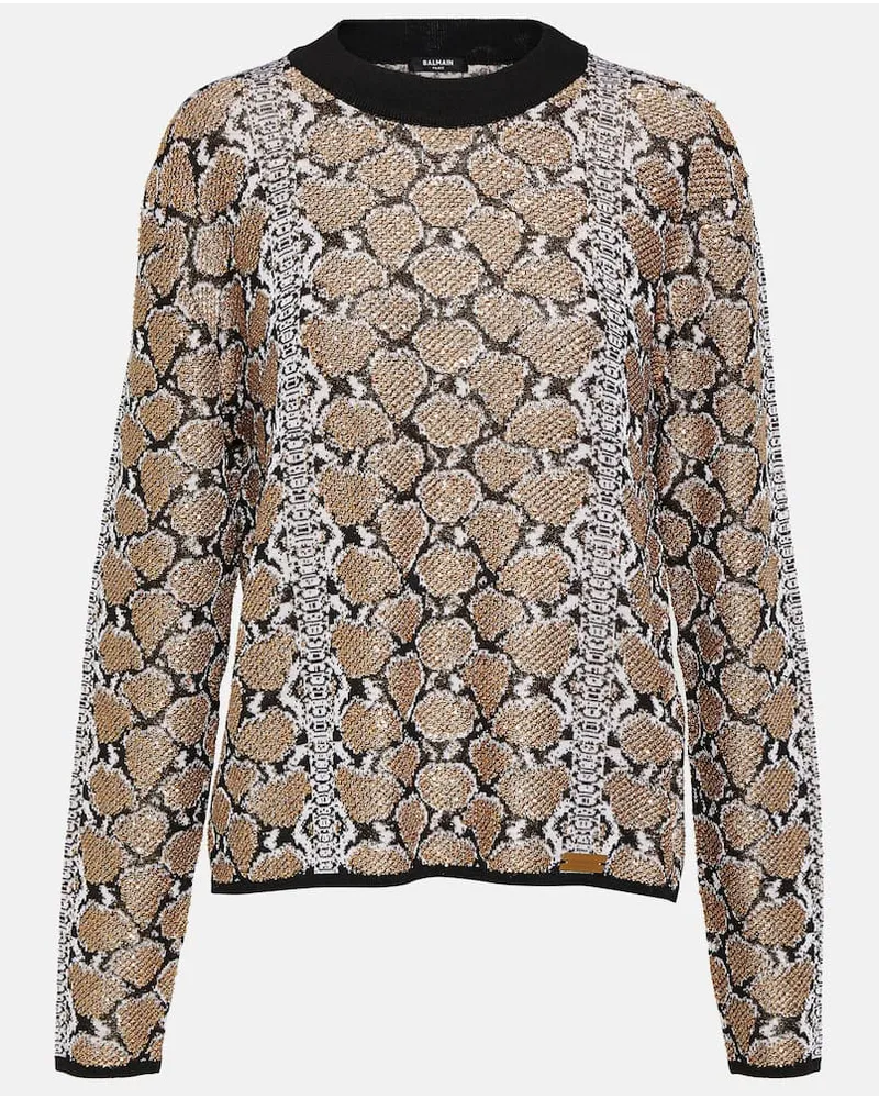 Balmain Pullover in jacquard con stampa Multicolore