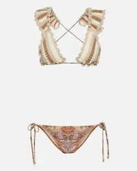 Zimmermann Bikini Devi in crochet e con stampa Multicolore