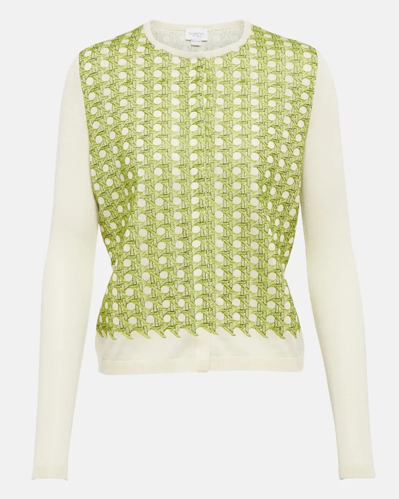 Giambattista Valli Cardigan in cashmere e seta con stampa Verde