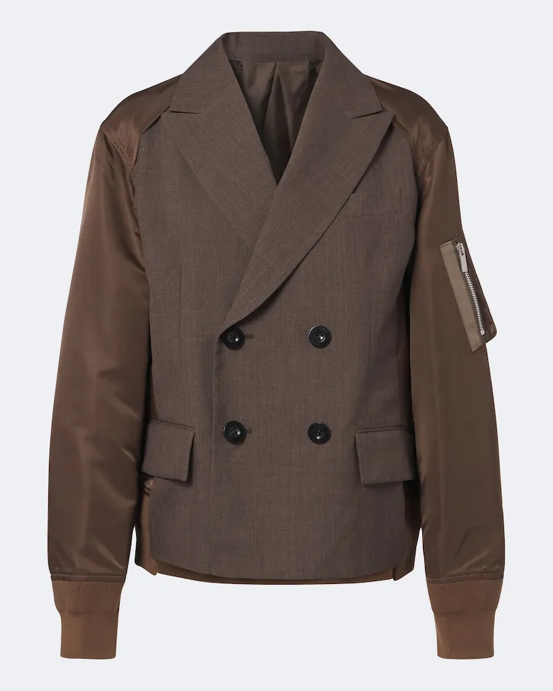 Sacai Giacca doppiopetto in lana Marrone