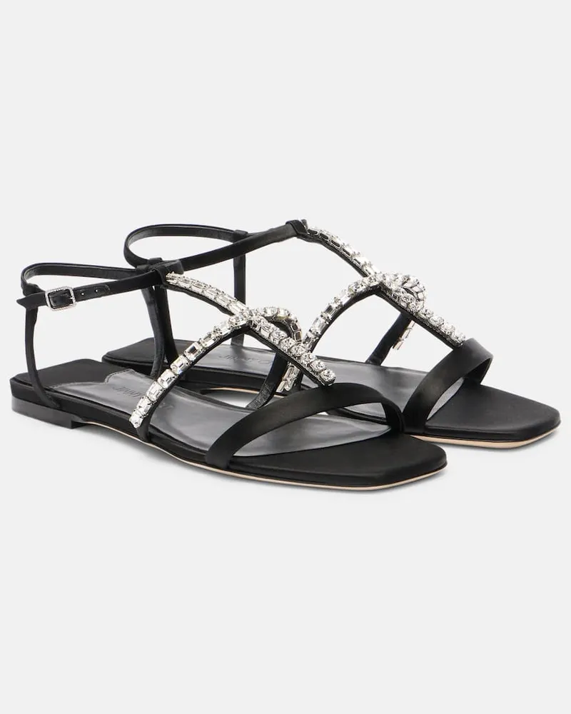 Jimmy Choo Sandali Gwyn in raso con cristalli Nero
