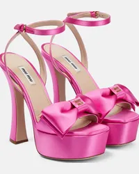 Miu Miu Sandali in raso con plateau Rosa