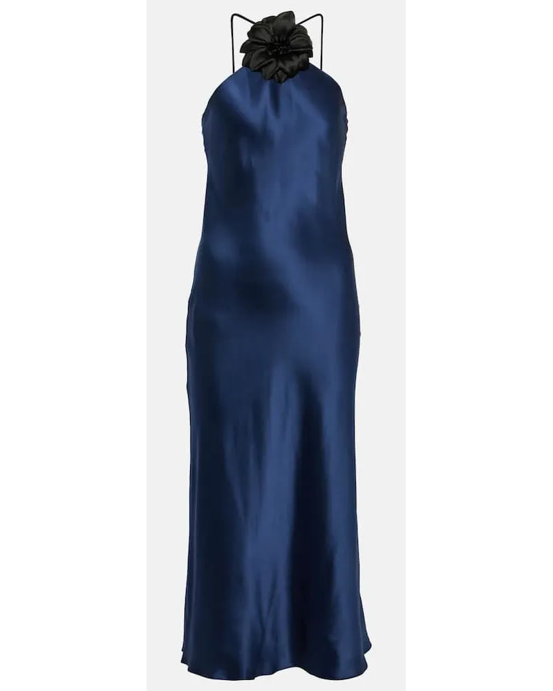 Rodarte Abito midi in seta con applicazioni Blu