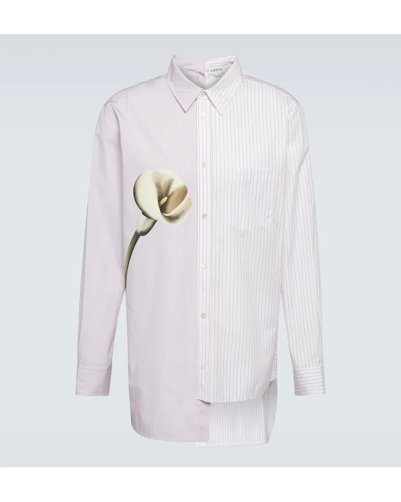 Lanvin Camicia in popeline di cotone con stampa Bianco