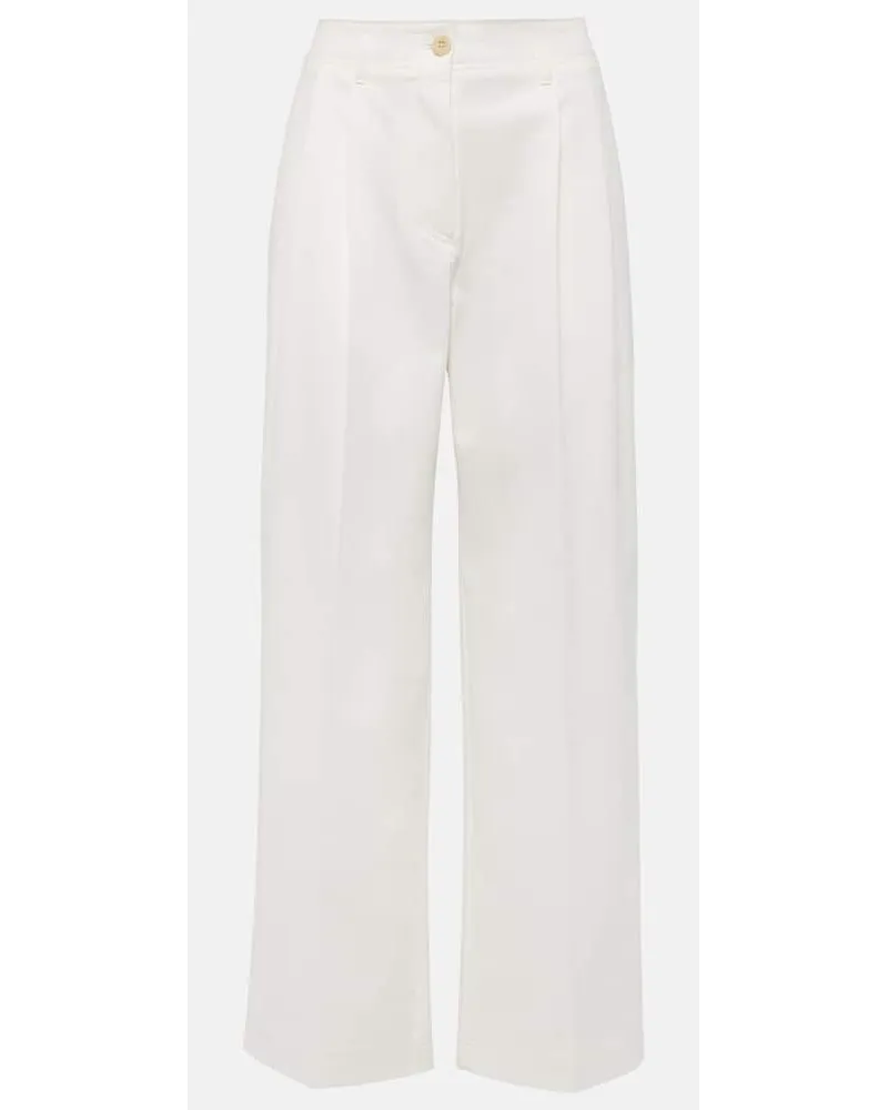 Totême Pantaloni a gamba larga e vita alta in cotone Bianco