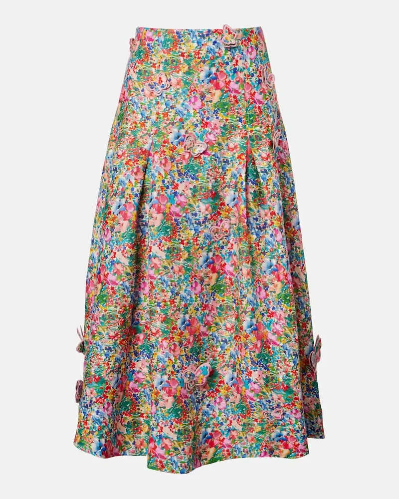 FARM Rio Gonna lunga in lino con applicazioni Multicolore