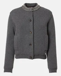 Gucci Cardigan in lana con cristalli Grigio