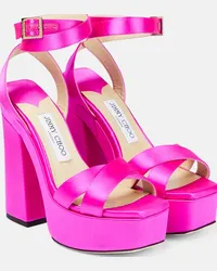 Jimmy Choo Sandali Gaia in raso con plateau Rosa