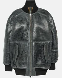 BLANCHA Bomber in pelle e shearling Multicolore