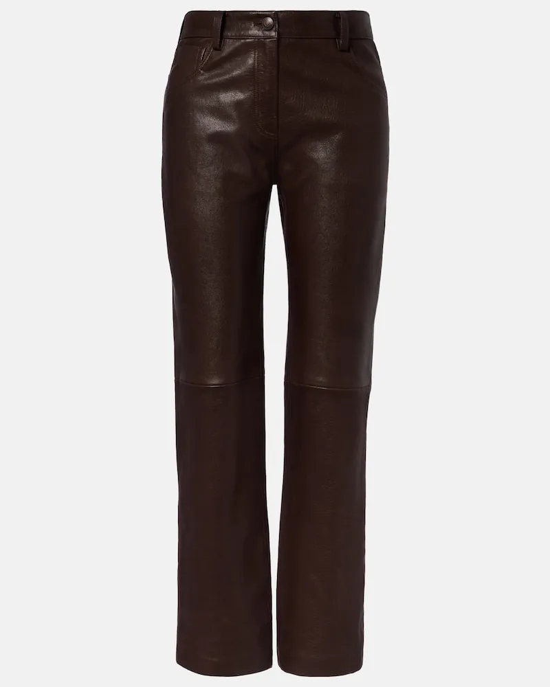 Magda Butrym Pantaloni regular in pelle Marrone