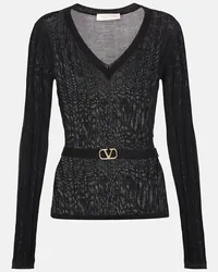 Valentino Garavani Pullover VLogo in lana vergine Nero