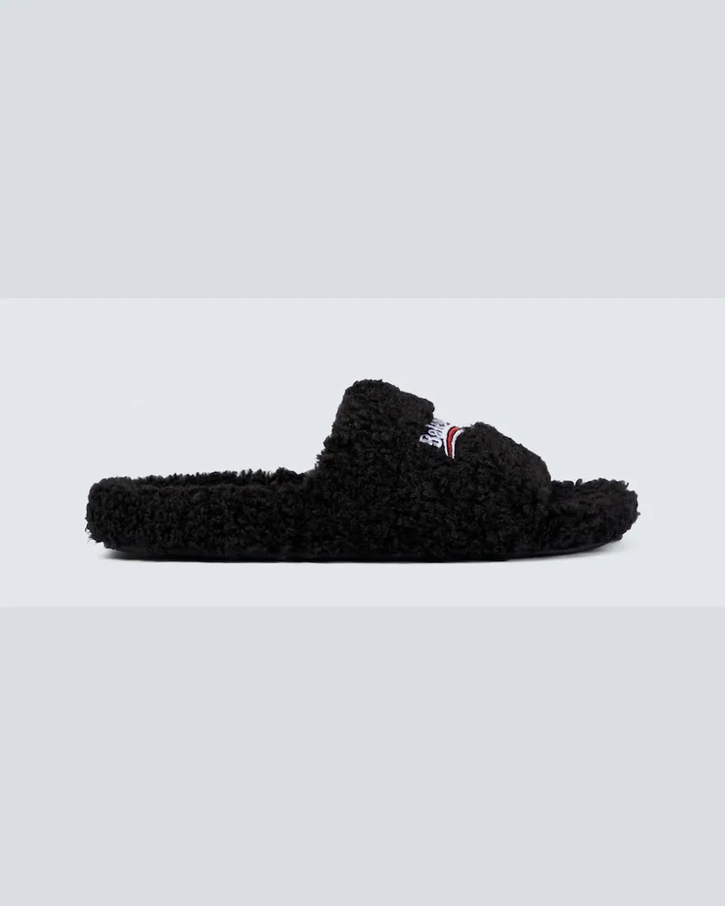 Balenciaga Sandali Political Campaign Furry Nero