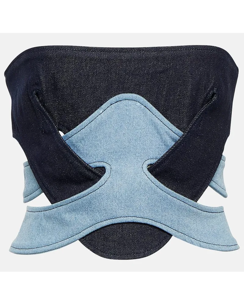 Dion Lee Top a corsetto in denim senza spalline Blu