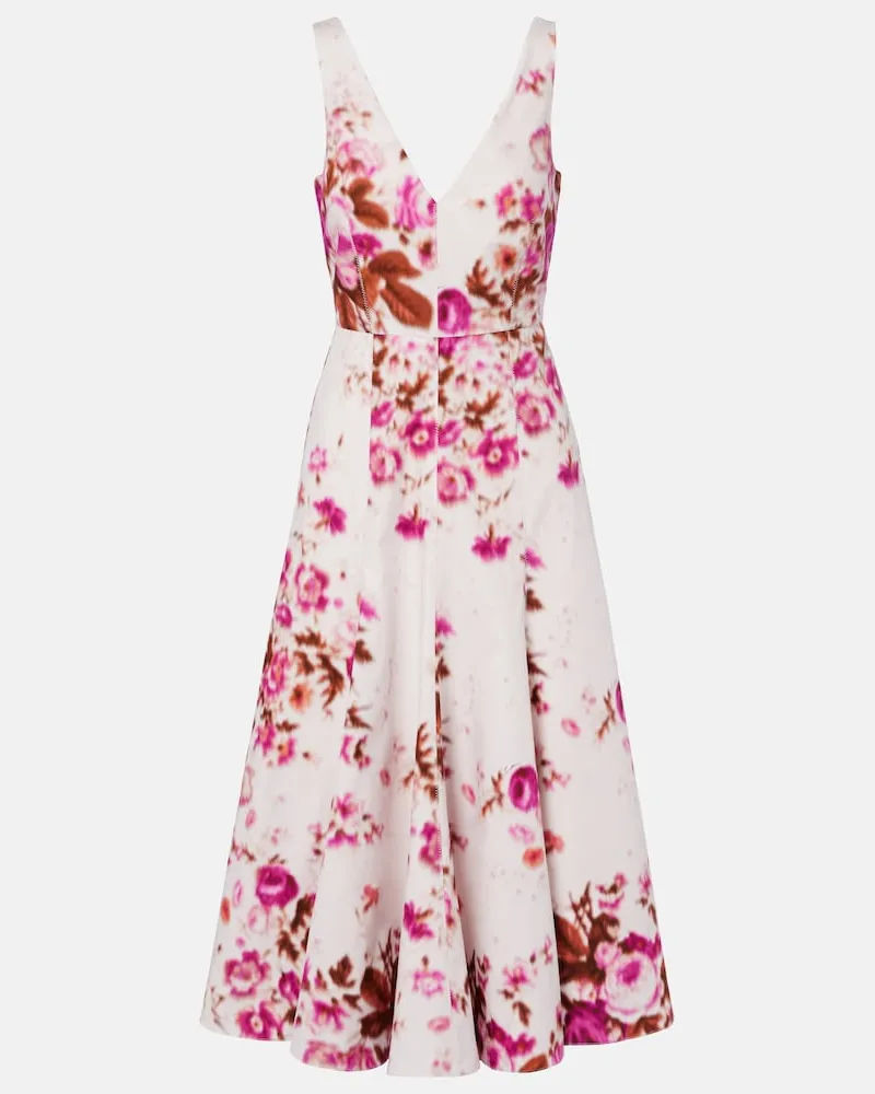 Erdem Abito da cocktail in cotone floreale Multicolore