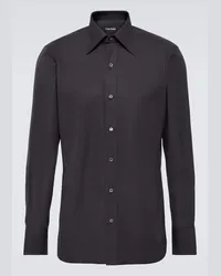 Tom Ford Camicia in popeline di cotone Nero