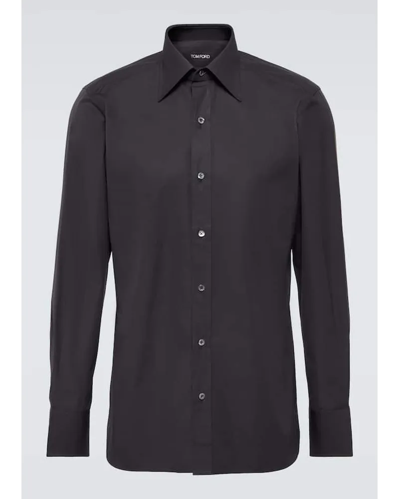 Tom Ford Camicia in popeline di cotone Nero