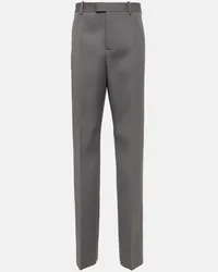 Bottega Veneta Pantaloni regular in lana a vita alta Grigio