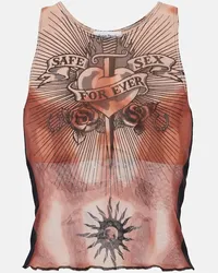 Jean Paul Gaultier Top Tattoo Collection in tulle Multicolore