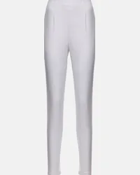 Prada Pantaloni slim in misto cotone Bianco