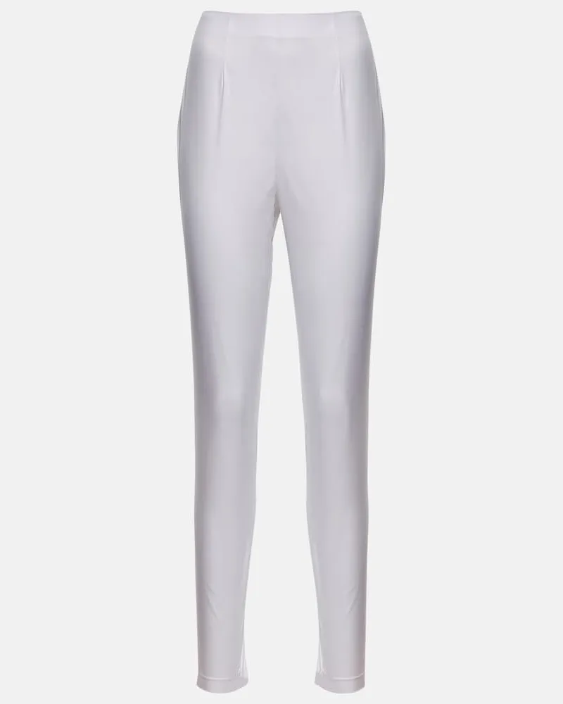 Prada Pantaloni slim in misto cotone Bianco
