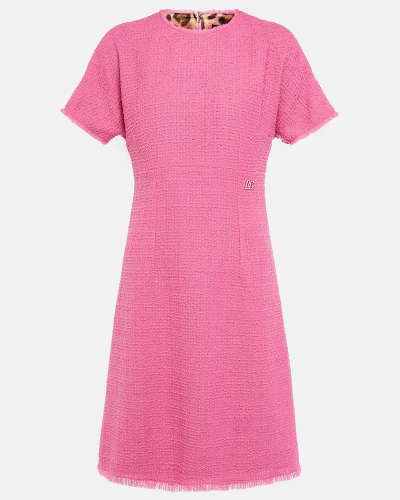Dolce & Gabbana Abito corto in tweed di misto lana Rosa