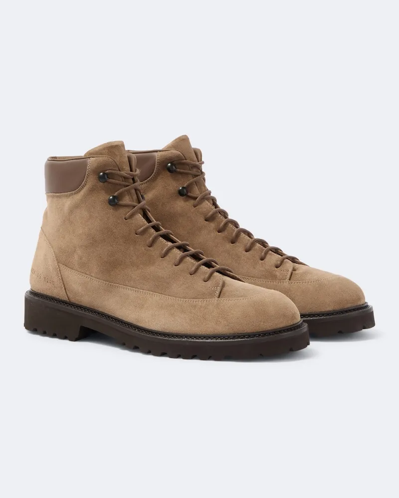 Common Projects Stivali stringati Hiker in suede con pelle Beige