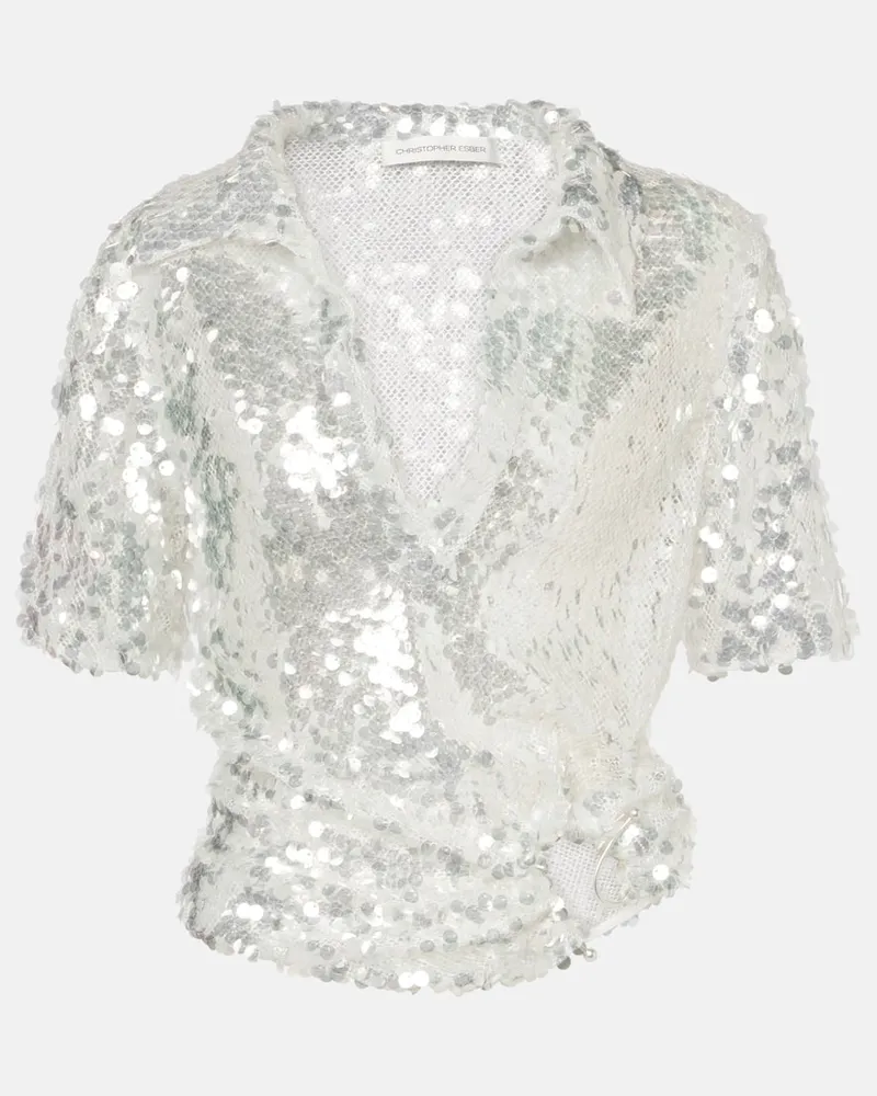 Christopher Esber Polo con paillettes Argento