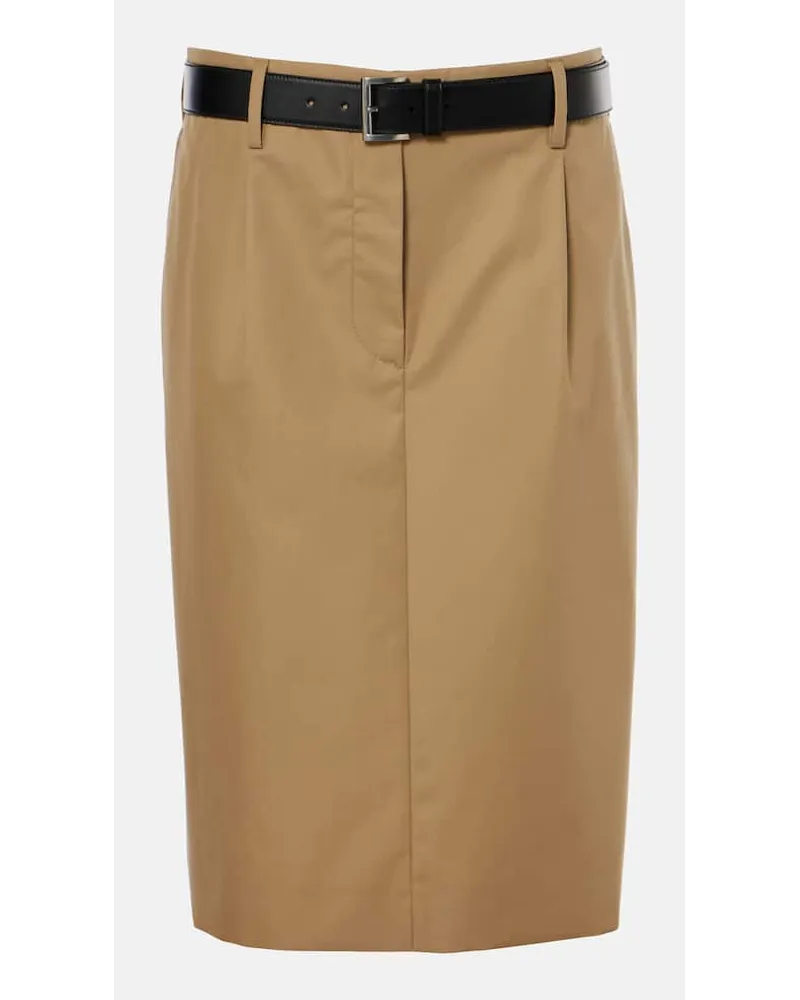 Prada Gonna a tubino in twill di cotone Beige