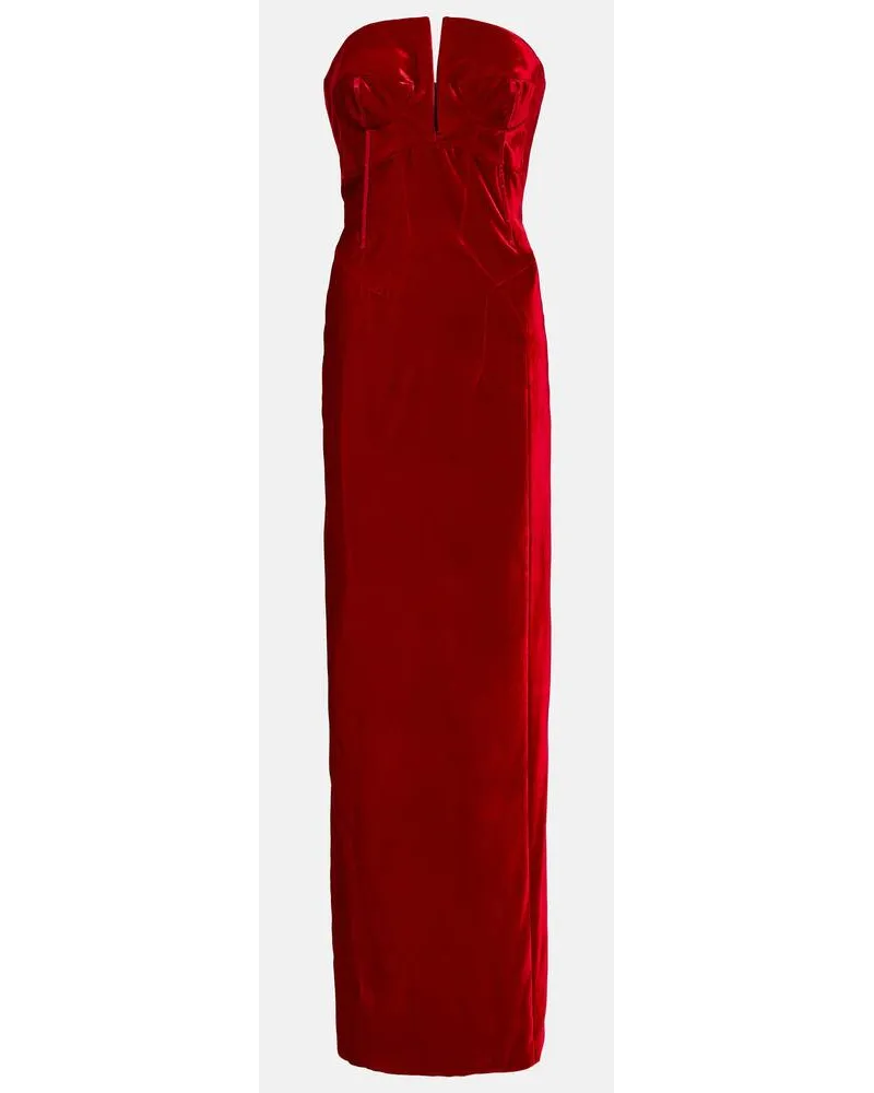 Tom Ford Abito bustier lungo in velluto Rosso