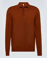 Berluti Polo in lana con pelle Rosso