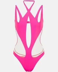 Thierry Mugler Body in jersey e mesh Rosa