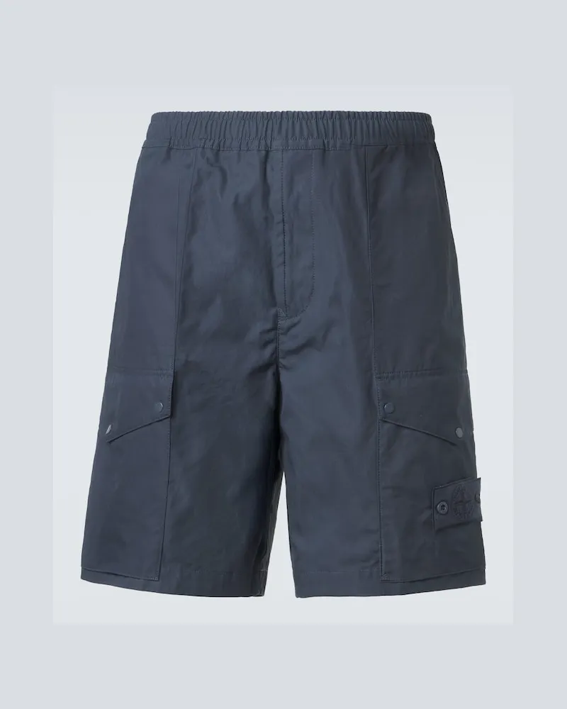 Stone Island Bermuda cargo Ghost in canvas di cotone Blu