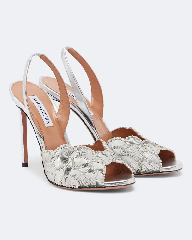 Aquazzura Sandali Ce Soir in pelle metallizzata Argento