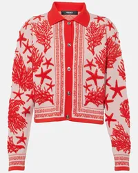 Versace Cardigan Barocco Sea in jacquard Rosa