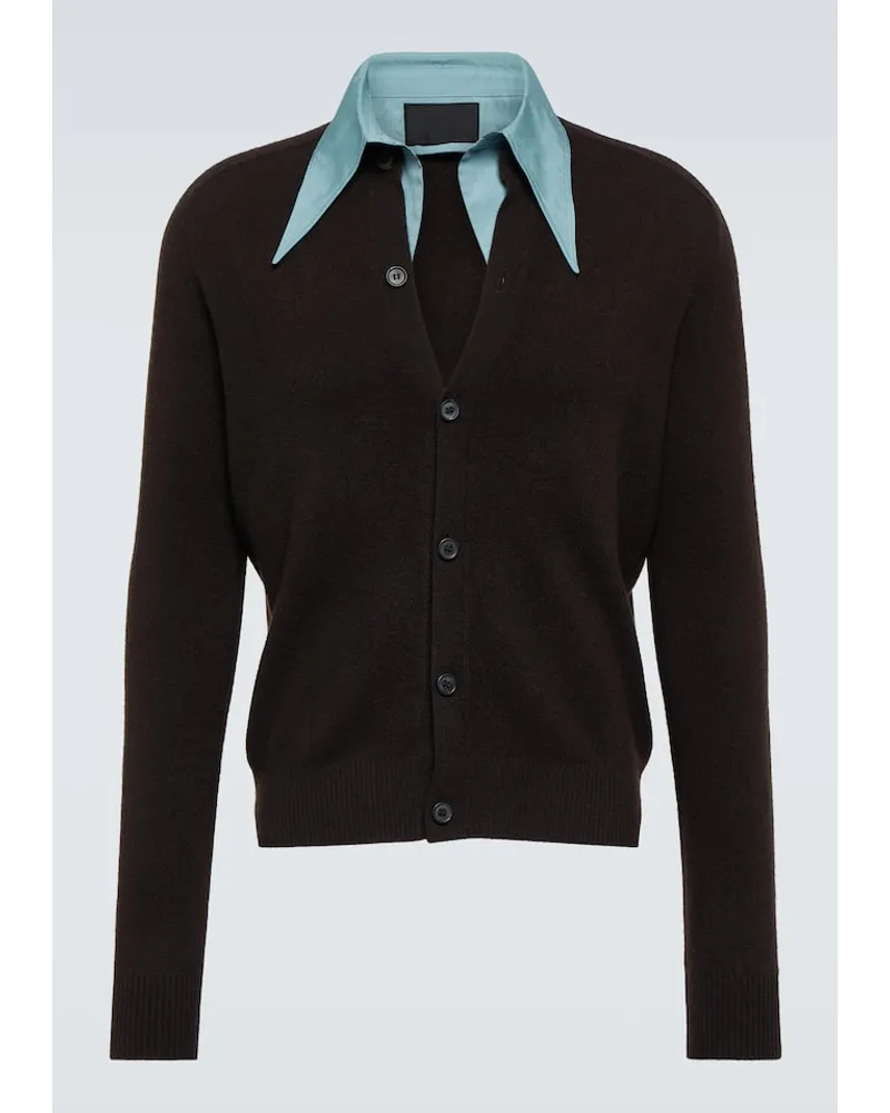 Prada Cardigan in misto cashmere Marrone