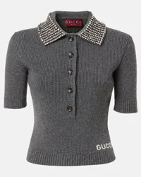 Gucci Polo in lana con cristalli Grigio