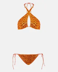 Oséree Oséree Bikini con pailettes Arancione