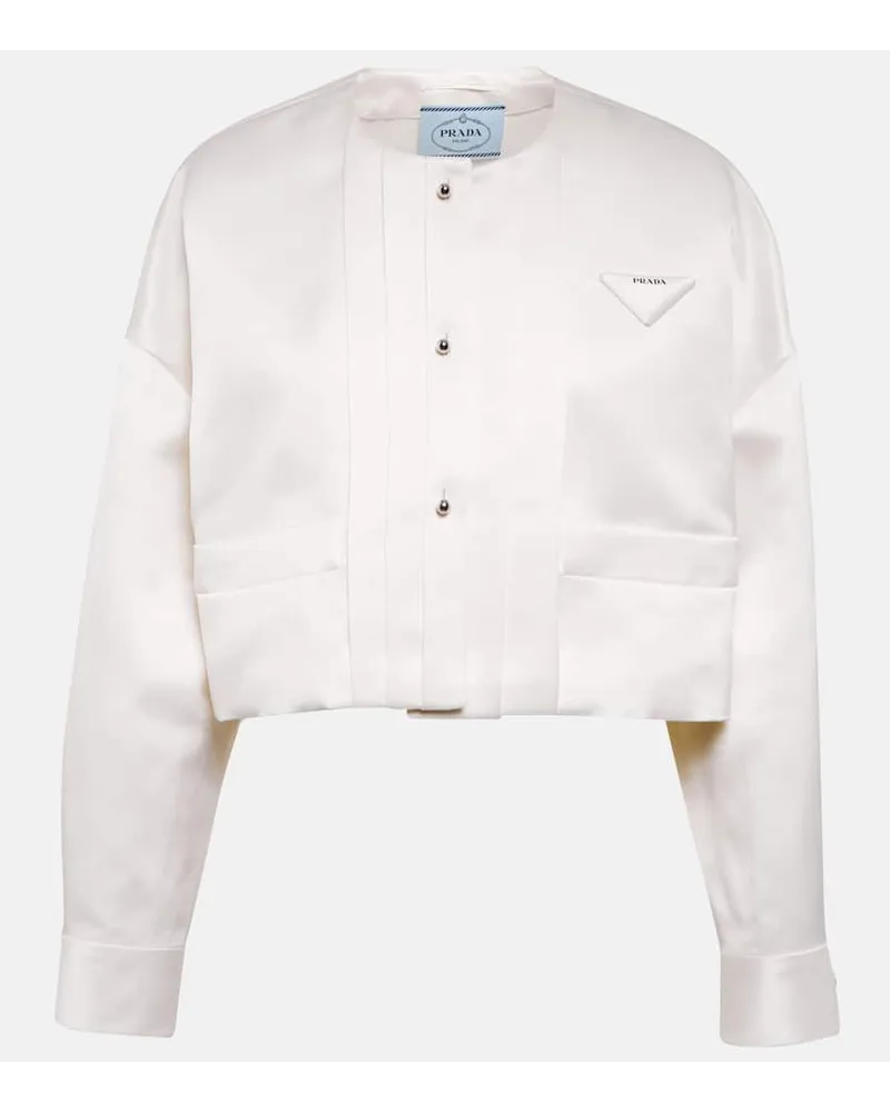 Prada Giacca cropped in seta Bianco