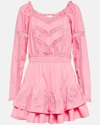 LoveShackFancy Miniabito Sanaya in cotone con pizzo Rosa